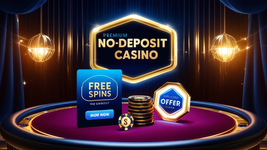 Casino-afbeelding met gratis spins en no-deposit badge.